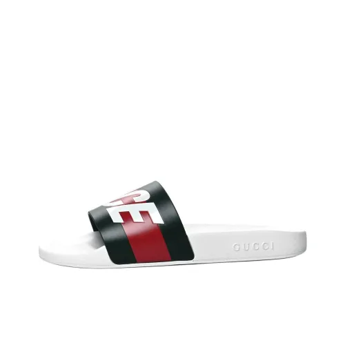 GUCCI Palace X GUCCI Logo Web Slide Sandal White