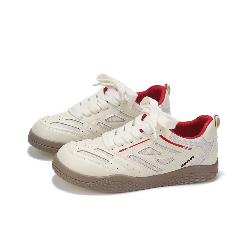 Binya Slip Resistant, Abrasion Resistant, Lightweight Low Top Skateboard Shoes Women's Beige-2