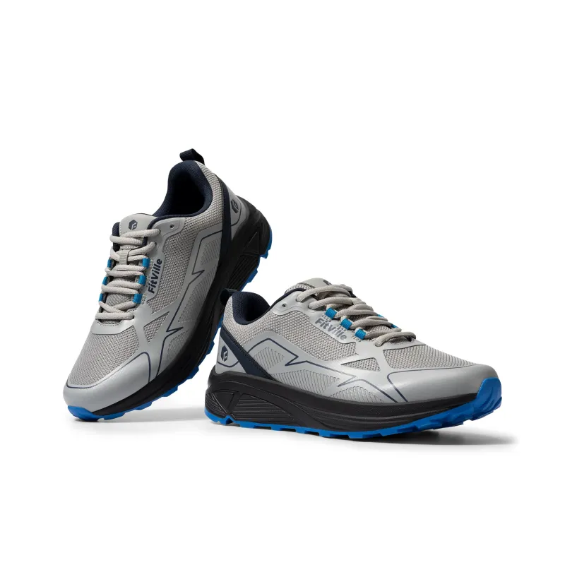 Fitville Running Shoes Men Low Top Sky Blue/Black Gray/Silver Gray-11