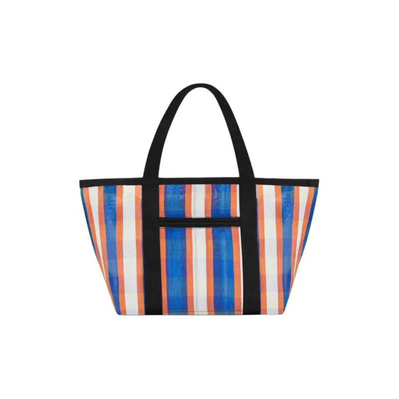 ISABEL MARANT Darwen Nylon Tote Bag, Shopping Bag, Handbag, Shoulder Bag Women's White & Blue & Orange-2