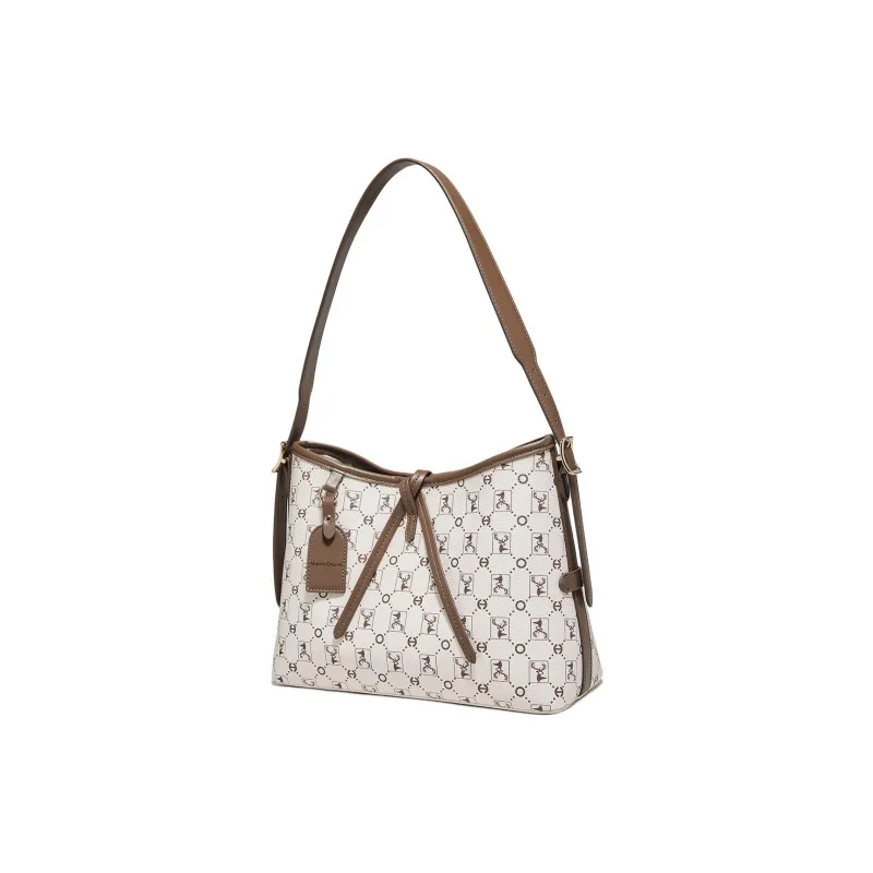 Marino Orlandi Synthetic Leather With PVC Tote Bag, Shopping Bag, Crossbody Bag, Shoulder Bag Women's Apricot/Coffee-8
