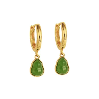 Xiaoyinjiang S925 Silver Hetian Jade Earrings Women's Jasper