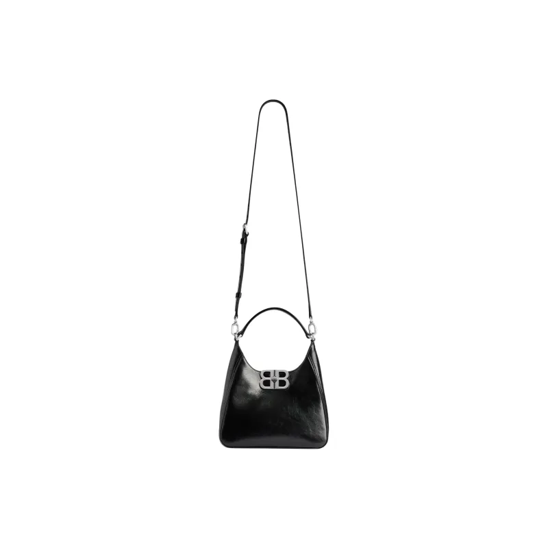 Balenciaga BB SOFT Calfskin Hobo Bag Shoulder Bag Crossbody Handbag Small Size Women's Black-1