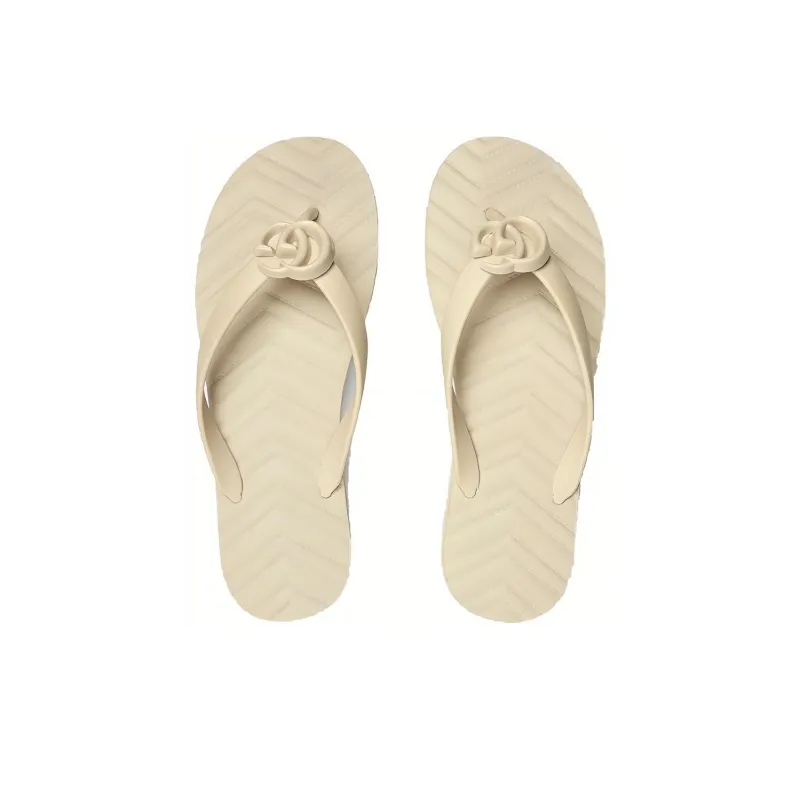 GUCCI Chevron Thong Sandal White Rubber Women's-2