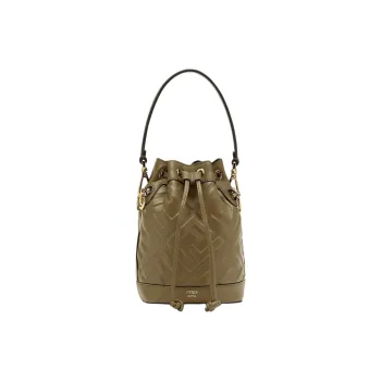 FENDI Mon Tresor Calfskin Bucket Bag, Handbag, Shoulder Bag, Crossbody Bag Mini Women's Dark Green