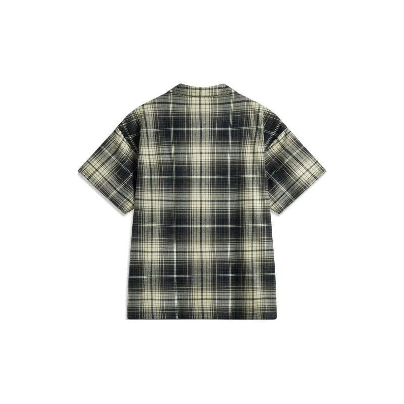 LiNing BadFive Shirt Men's Black Obsidian Gray Apricot Khaki Plaid-1