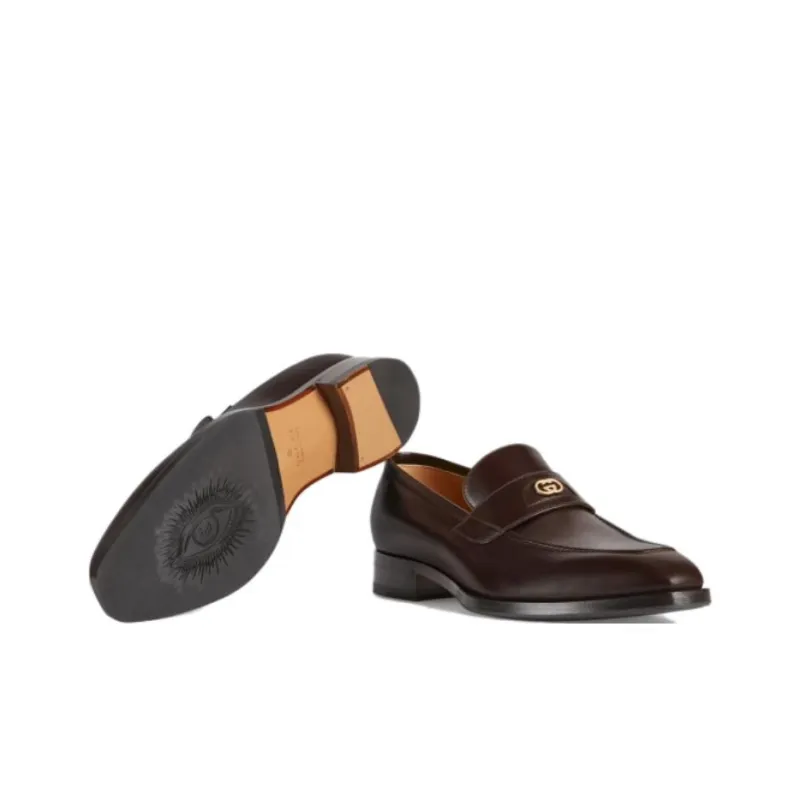 GUCCI Interlocking Casual Shoes Men's Tan-4