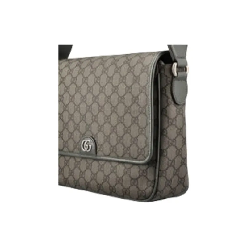 GUCCI Ophidia Canvas With Leather Messenger Bag Shoulder Bag Crossbody Bag Medium Size Men's Gray-3