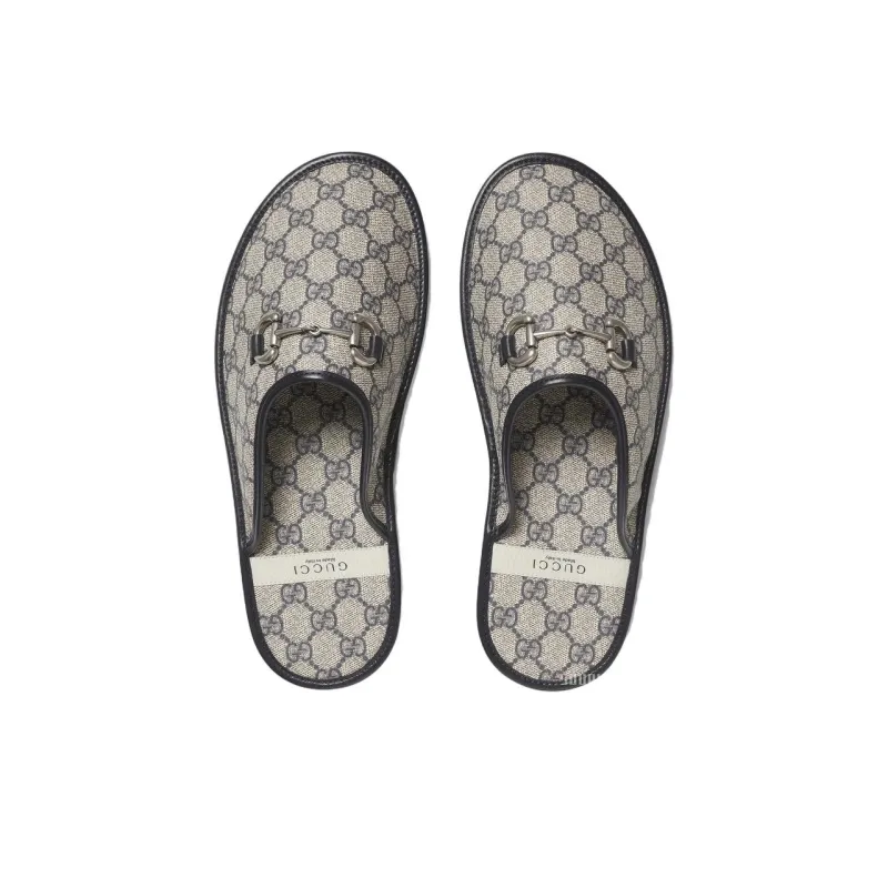 GUCCI GG Horsebit Slippers Beige Blue-4
