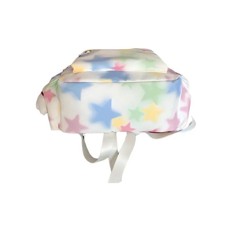 Rainbow Girl Nylon Backpack Regular Women's Purple/White/Green/Black-1