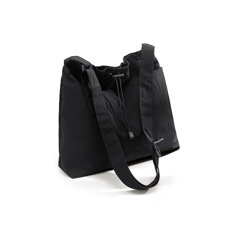 CinvaiKrose Fabric Shopping Bag Tote Bag Shoulder Bag Large Size Women's Ecru/Black-8