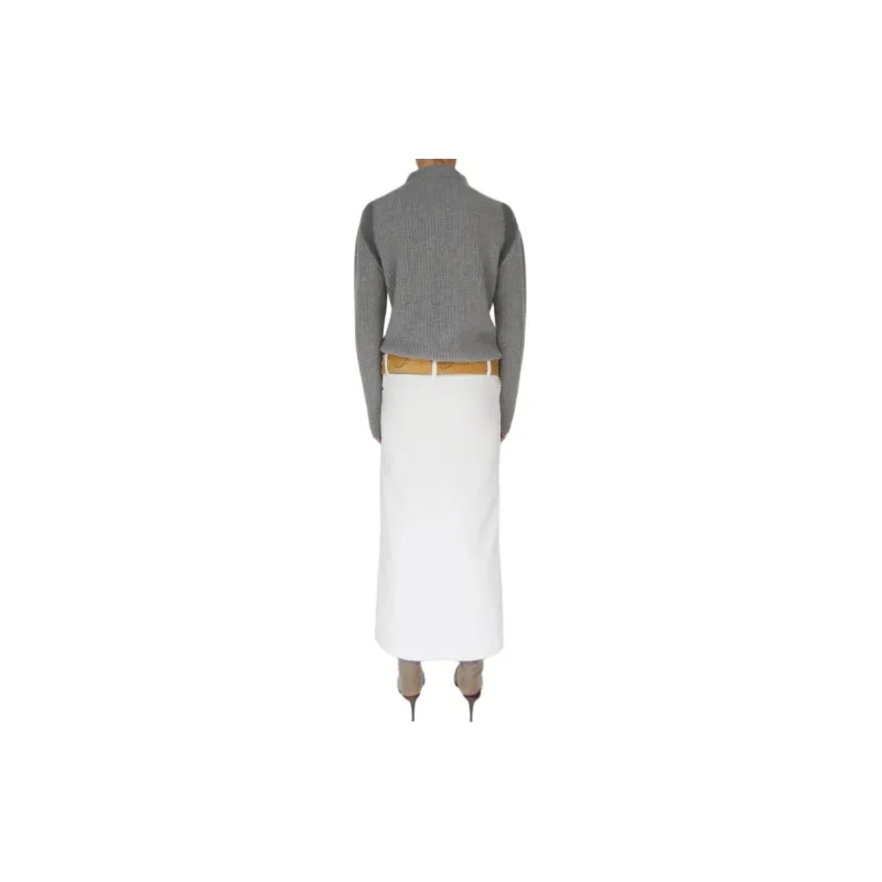 Gimaguas Denim Long Skirts Women's White-1