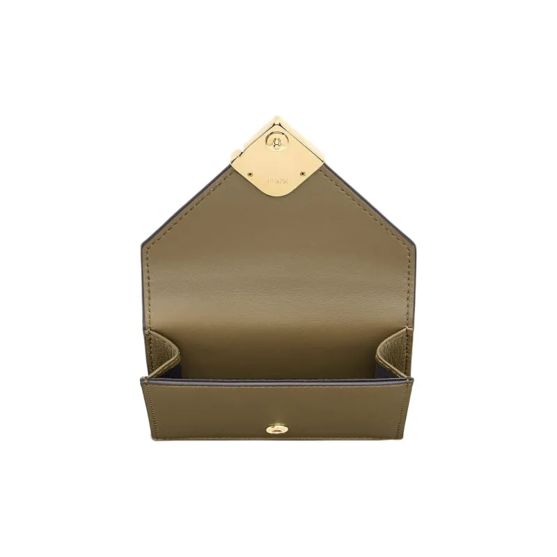 FENDI Leather Wallet Medium Size Women's Green-3