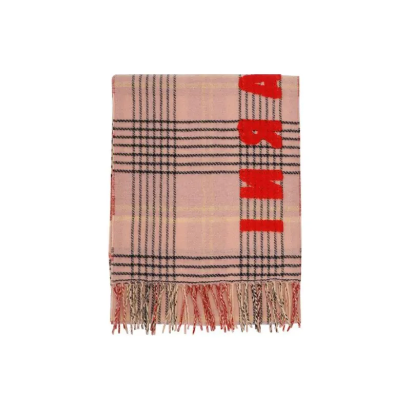 MARNI Logo Embroidered Fringed Scarf-1