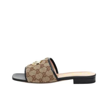 GUCCI Double G Slide Sandal Black Canvas Women's
