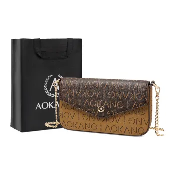AOKANG PVC Crossbody Bag Shoulder Bag Women's Cocoa Coffee & Tangerine Yellow/Cocoa Coffee & Coconut Milk White