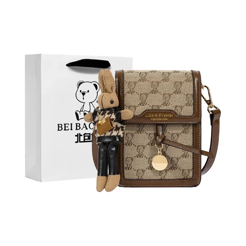 North Pack PU Crossbody Bag With Cell Phone Pouch Regular Women's Black/Khaki-7