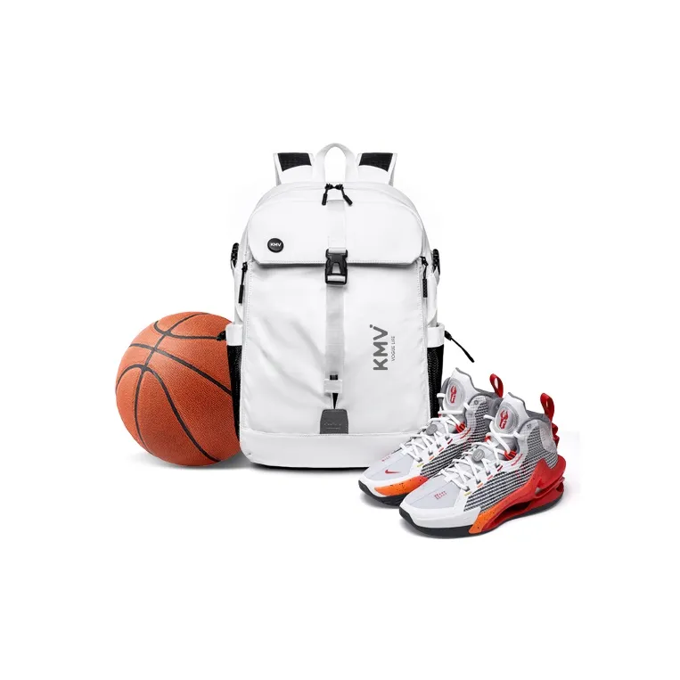 KMV Polyester Backpack Unisex Black/White-5