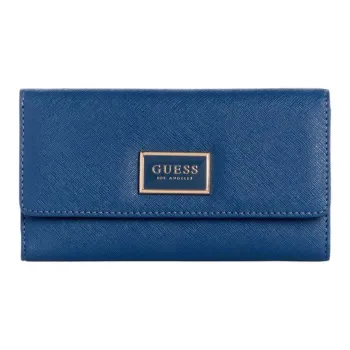 GUESS Saffiano Artificial Leather Handheld Wallet Unisex Blue