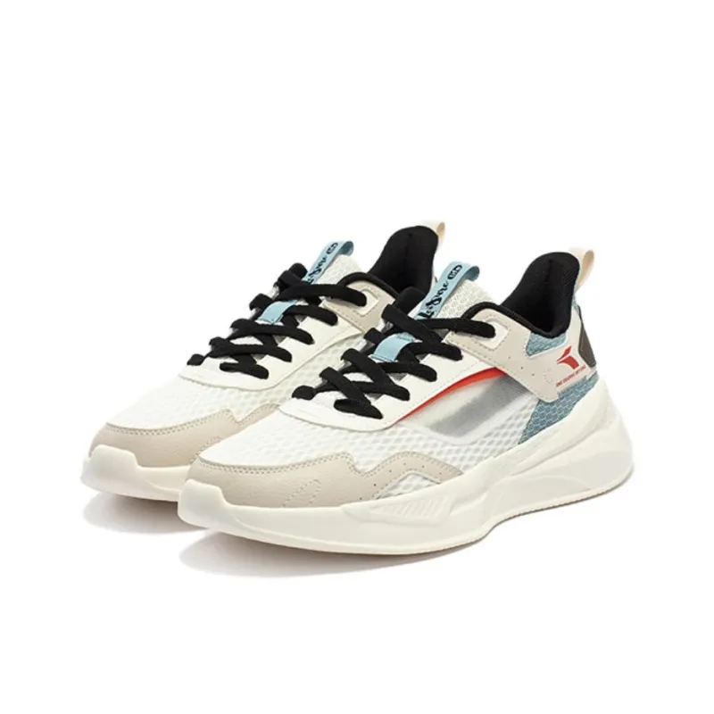 361° Abrasion Resistant Breathable Low Top Casual Shoes Men's White Beige Blue-2