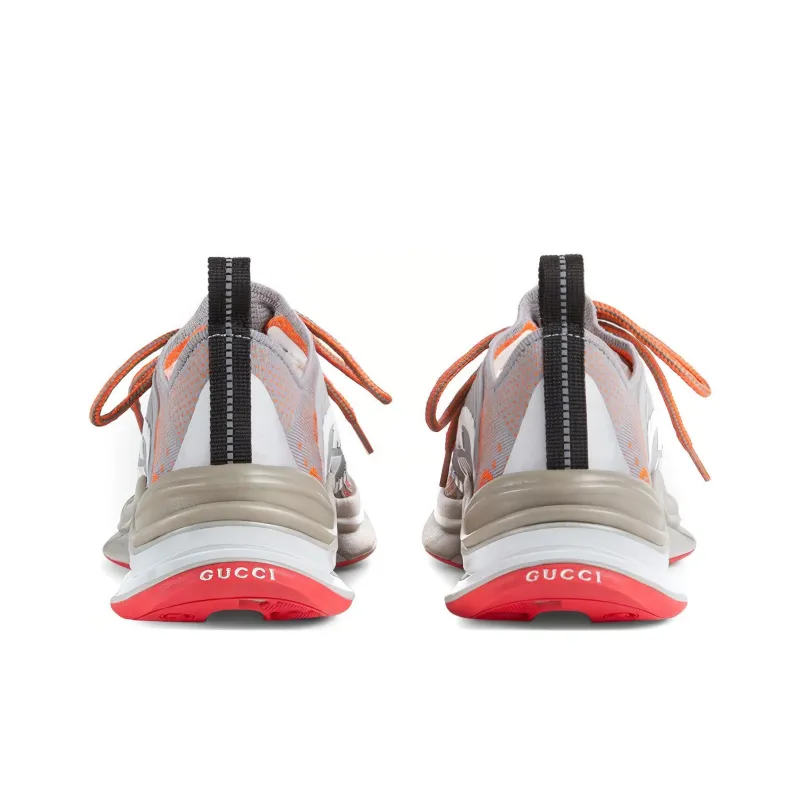 GUCCI RUN Low Top Running Shoes Women's Gray Orange-3