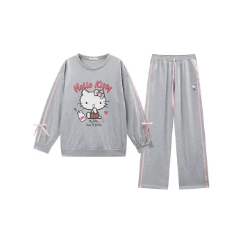 GUKOO x Hello Kitty Sanrio Series Pajama Set Women's Dark Heather Gray