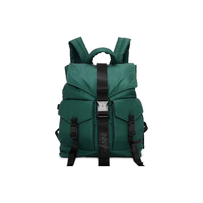 GANNI Recycled Polyester Backpack Unisex Green-0