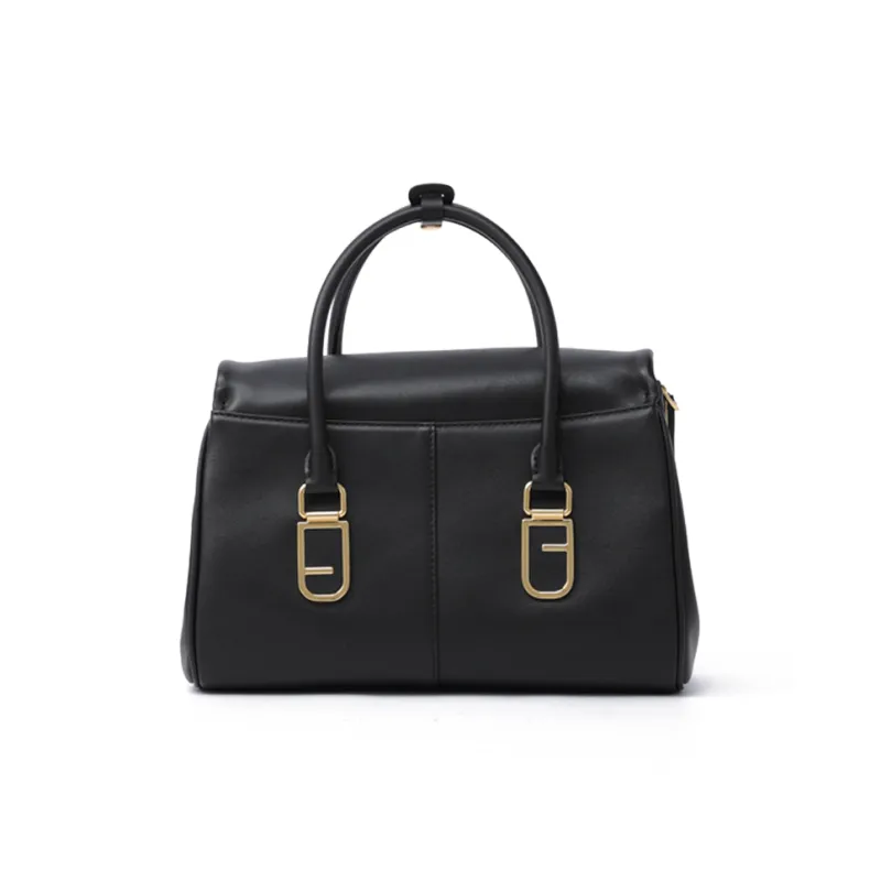 FION Top Grain Cow Leather One Shoulder Handbag Women's Brown-7