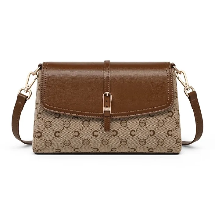 C°BANNER Fabric, Synthetic Leather Crossbody Bag, Shoulder Bag Trumpets Women's Khaki-1