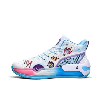 Animal Claws Mid Top Basketball Shoes Unisex White Purple Blue