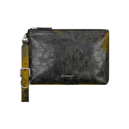 GIVENCHY Voyou Calfskin Clutch Women's Black & Yellow
