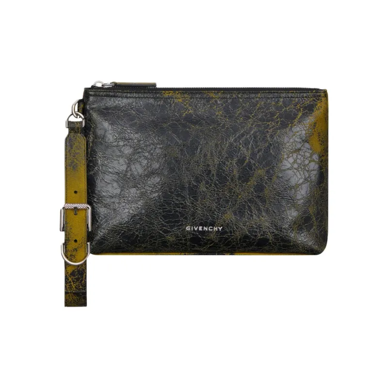 Givenchy Voyou Calfskin Clutch Women's Black & Yellow-0