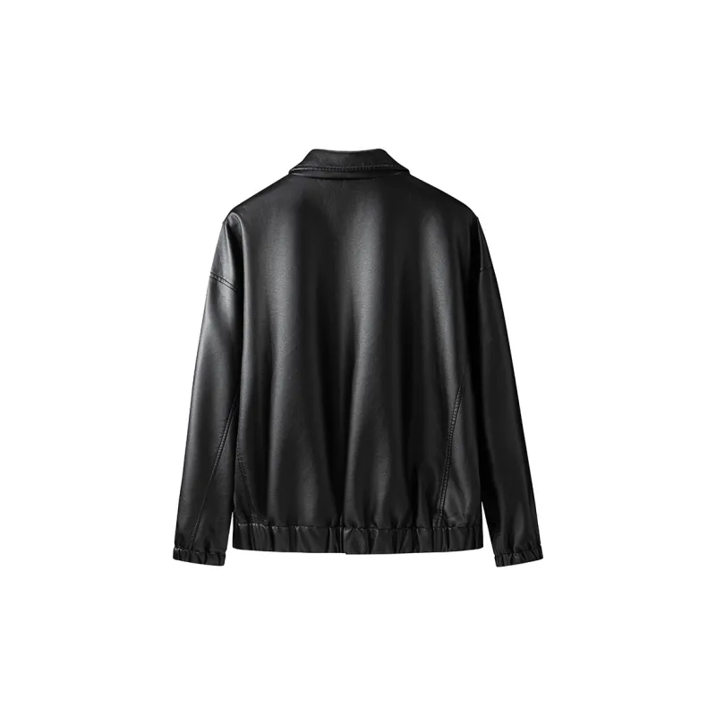 LISENPOK Leather Jacket Unisex Black-1