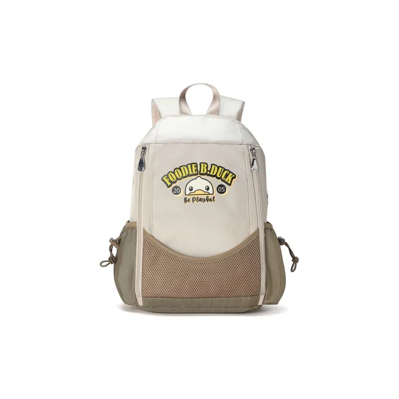 B.Duck Polyester Backpack Regular Women's Beige Coffee/Green Orange-0