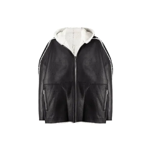 RICK OWENS Leather Jackets Men Black