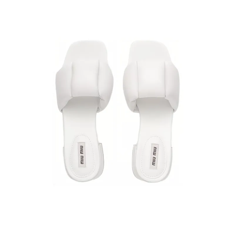 MIU MIU Abrasion Resistant Slide Slippers Women's White-3