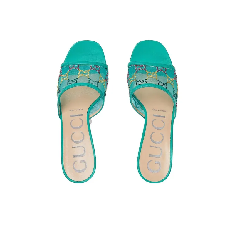 GUCCI Slide Slippers Women's Green-4
