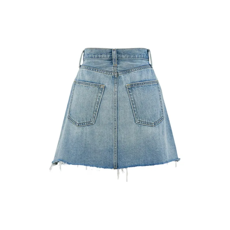 MOUSSY Denim Short Skirts Women's Light Blue-1