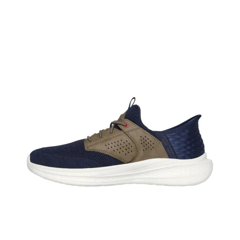 Skechers Slip Ins Non slip Lightweight Low Top Casual Shoes Men's Blue Brown-2