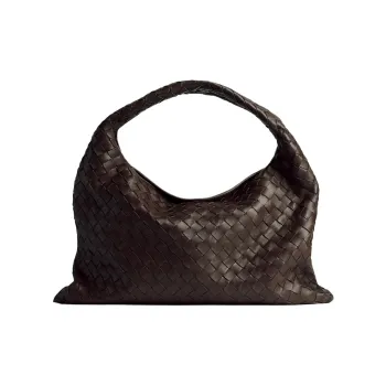 Bottega Veneta Intrecciato Leather One Shoulder Handbags Small Size Women's Dark Color Praline