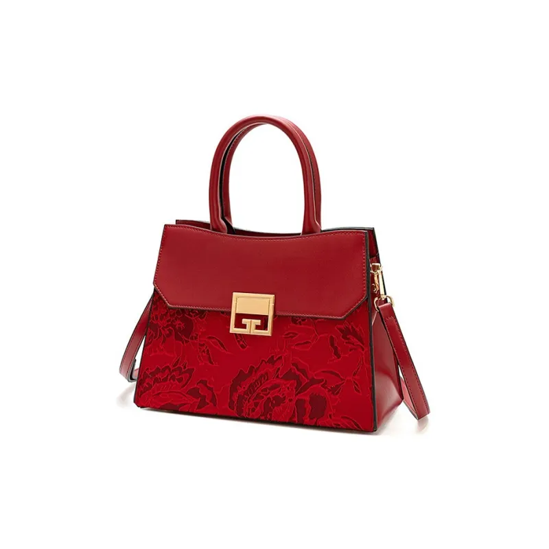 Vigno Synthetic Leather Handbag One Shoulder Crossbody Medium Size Women's Red-1