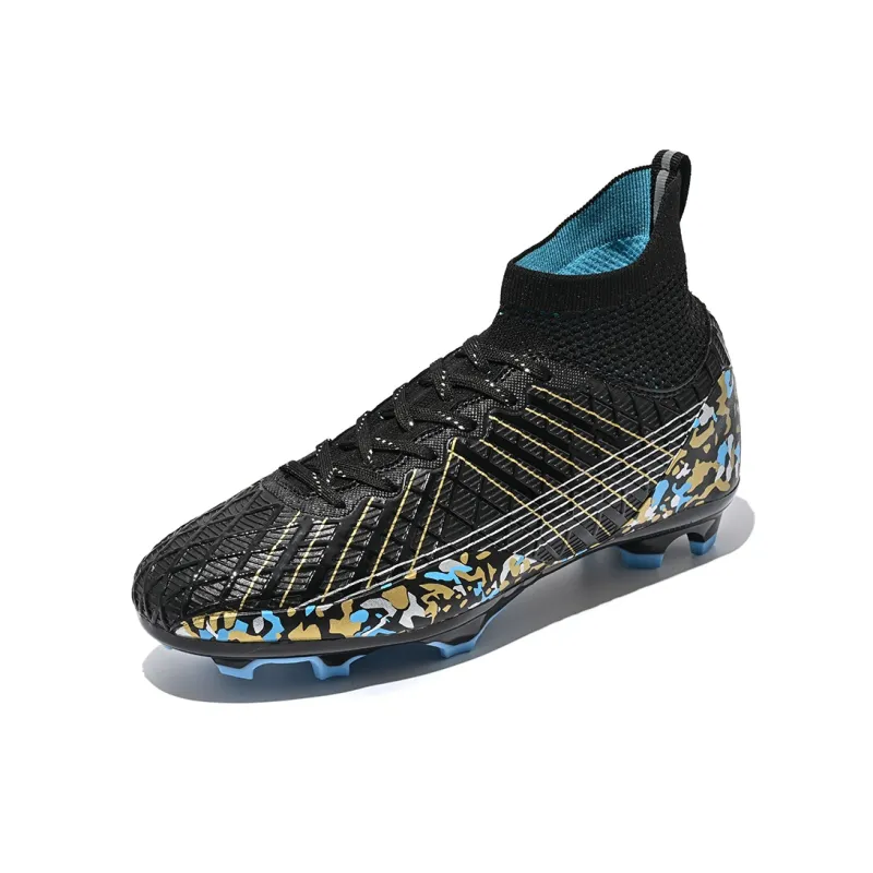 Kuding Soccer Shoes Unisex High Top White/Aqua/Black-12