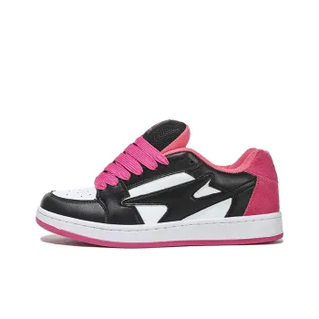 HOMDOON Anti Slip And Wear Resistant Coverage Low Top Skateboard Shoes Unisex Black Rose Red