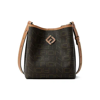 FION Artificial Leather Crossbody Bag Medium Size Women's Coffee/Tea Color