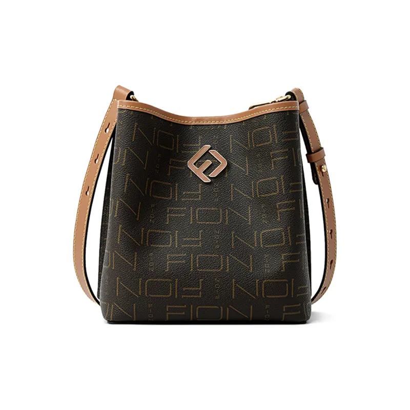 FION Artificial Leather Crossbody Bag Medium Size Women's Coffee/Tea Color-0