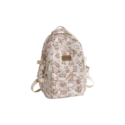 Rainbow Girl Nylon Backpack Regular Women's White/Black/Pink