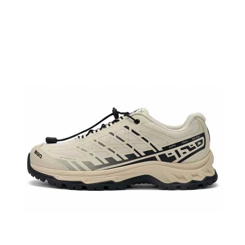 Kappa Fishbone Anti Slip Wear Resistant Low Top Running Shoes Men's Cheese White/Black-0