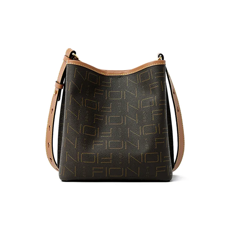 FION Artificial Leather Crossbody Bag Medium Size Women's Coffee/Tea Color-2
