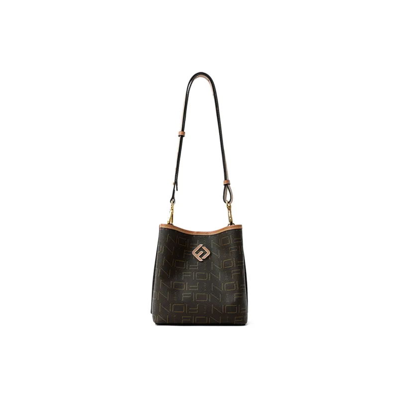 FION Artificial Leather Crossbody Bag Medium Size Women's Coffee/Tea Color-4