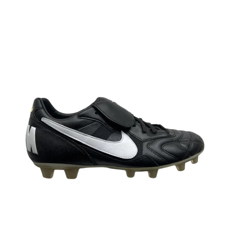 Nike Tiempo FG Rubber Long Studs Anti Slip Wear Resistant Soccer Shoes Unisex Black White-1